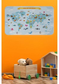 Resim Eğitici Dünya Haritası Dünya Atlası Çocuk Ve Bebek Odası Duvar Sticker-60x105-3791 - Renkli Çok Renkli 