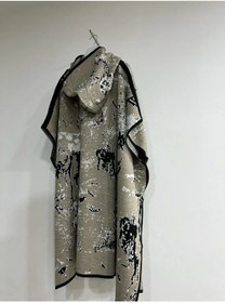 Resim 02Lady Fashion kadın kapüşonlu desenli triko panço 