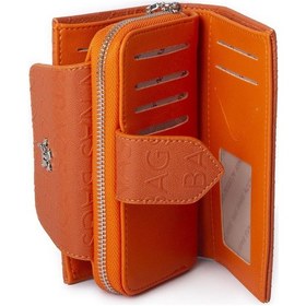 Resim Nas Bag Kadın Orta Boy Çok Kartlıklı Turuncu Gofraj Turuncu 