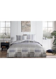 Resim Taç Çift Kişilik Ranforce Nevresim Takımı Domino Mavi 