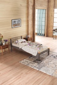 Resim Unimet Kappis-s Tek Kişilik Ferforje Metal Karyola-kahverengi (AHŞAP LATALI) 