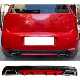 Resim Fiat Punto Kırmızı Difüzör Çiftli Kare Egzoz Görünümlü D Tip Difizör 