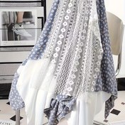 Resim Şık Açık Mavi Dantel Çiçekli Etek, Orta Uzunlukta Düzensiz A-Frame Tasarımı ile Kontrast Dantel Detay - Çok Yönlü Tüm Mevsimler İçin Moda Aksesuarı 