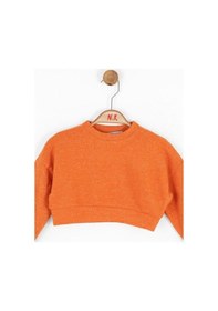 Resim Kız Bebek Simli Kazak-15108 Turuncu 