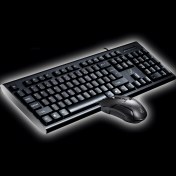 Resim Sones Chasing Leopard Q9 1600 Dpı Profesyonel Kablolu Izgara Dokulu Oyun Ofis Klavyesi + Optik Fare Kiti 