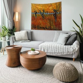 Resim Gün Batımında Söğütler Duvar Örtüsü - 90 cm x 90 cm 