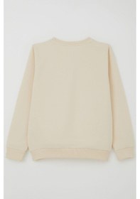 Resim Breeze Kız Çocuk Sweatshirt Ponponlu Yılbaşı Kurdeleli 6-12 Yaş, Krem Krem 