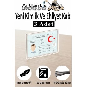 Resim Artlantis Kimlik Ehliyet Kabı Şeffaf 3 Adet Yumuşak Esnek Şeffaf Kırılmaz Kredi Kartı Koruyucu Kart Kılıfı Kart Kabı Plastik 