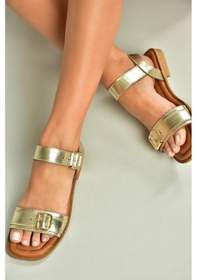 Resim Fox Shoes U944834003 Altın Hakiki Deri Kadın Sandalet Altın-hakiki Deri 