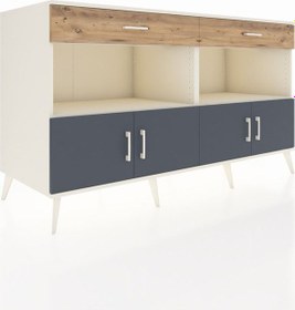 Resim Kronos Konsol 2 Raflı 2 Çekmeceli 4 Kapaklı 176x59x99 Aytaşı-antr Aytaşı-antrasit/çam 