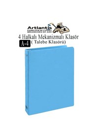 Resim 4 Halkalı Klasör 1 Adet A4 Pvc Öğrenci Ve Ofis Tipi Evrak Sunum Klasörü İç Cepli Otomatik Mekanizmalı Büro Okul Arşivle Açık Mavi 