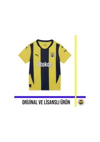 Resim Fenerbahçe Lisanslı 24-25 Çubuklu Çocuk Forması Sarı - Lacivert 