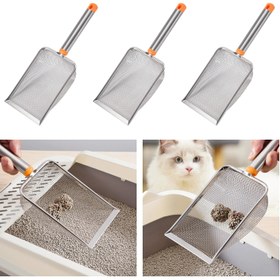 Resim Uzun Saplı Paslanmaz Çelik Kedi Kumu Kepçesi Yavru Kedi Eleği Eleği Kum Kepçesi Tavşanlar Evcil Hayvan Malzemeleri Tavşan 