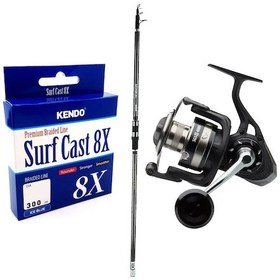 Resim Yekoutdoor Profesyonel Olta Seti Okuma Revenger 420 Cm Surf Kamışı&savage Gear Sgs8 8000 Fd 8+1bb Olta Makinesi 