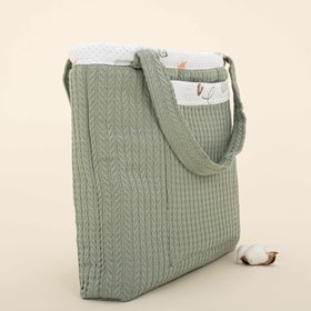 Resim Bebek Bakım Çantası - Koyu Yeşil Örgü - Kuş 
