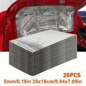 Resim Araba Motor Kapakları için 20 adet Ses Yalıtım Matı - Alüminyum Folyo Isı Yalıtım Pedli, Yapışkanlı Arka Planlı, 5mm Kalınlığı, Evrensel Araç Kullanımı için Gürültü Azaltma, Otomotiv Ses Yalıtımı | Şık Siyah Mat | Yapışkanlı Arka Planlı, Araba Ses Yalıtımı 