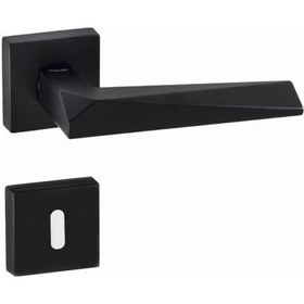 Resim Doğanlar Prizma Mat Siyah Rozetli Kapı Kolu Takım-oda Kol Pk001dgn0115 Renkli 