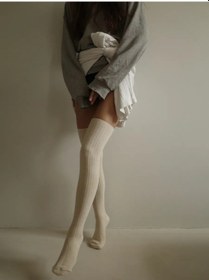 Resim Beıge Box Home Çizgili Uzun Diz Altı Çoraplar 219518364 Bej 