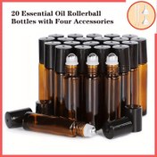 Resim 20 adet 5/10ml Amber Roller Topu Temel Cam Yağ Şişeleri Boş Doldurulabilir Parfüm ve Makyaj Araçları ile 4 Aksesuar (Şeffaf Kapaklar, Ergonomik Tasarım, Güvenli Vidalar), Parfüm Doldurulabilir Şişeler, Şık Konteyner Tasarımı, Kaliteli Parfüm Şişeleri 