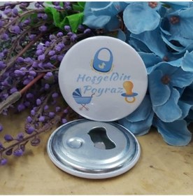 Resim Emzik Ve Pusetli Kişiye Özel Metal Baskılı Bebek Şekeri 15 Adet 