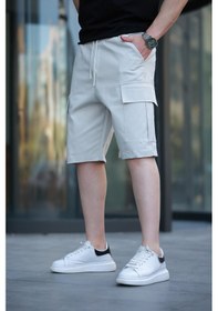 Resim Madmext Taş Kargo Cepli Erkek Şort E6571 Taş Rengi 