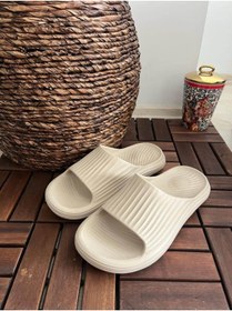 Resim Behtah Kundura Erkek Fashion Çizgili Yeezy Slide Terlik Plaj Havuz Sahil Deniz Yeni Sezon 
