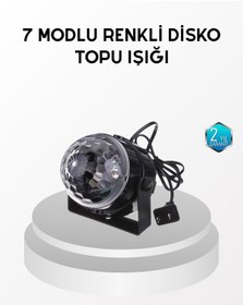 Resim 7 Renk Modlu Müzik Sensörlü Disko Topu Led Işıklı Parti Aydınla Renkli 