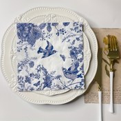 Resim 20 adet Mavi Çiçek ve Kuş Tasarımlı Kağıt Peçeteler, 33.02x33.02 cm, 2 Katlı Dekoratif Misafir Havluları Düğün, Doğum Günü Partisi, Restoran ve Kahve Dükkanı Kullanımı İçin 