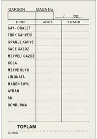 Resim Kafe Çay Kahve Adisyon Sipariş Fişi A7 Tek Nüsha 10 Cilt 