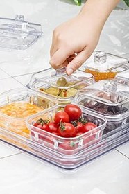 Resim EWS Akrilik Şeffaf 6’lı Kapaklı Kahvaltılık Kahvaltı Seti & Saklama Kabı (Cam Değildir)-1825 
