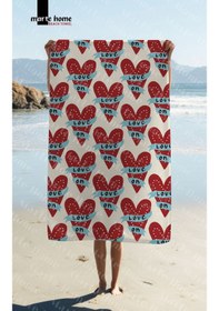 Resim Marte Home Love Kalp Baskılı Plaj Havlusu Bej 