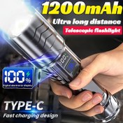 Resim Dijital Ekranlı Taktik Fener, 1200mAh Şarj Edilebilir Lityum Pil, USB Şarj, 350-500 Lümen, 200-500m Menzil, Parlatılmış Metal Kaplama, ABS Malzeme, Acil Durum Açık Hava Projektörü 