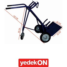 Resim Oksijen Asetilan Taşıma Arabası Üç Tekerlekli 50+50lt 