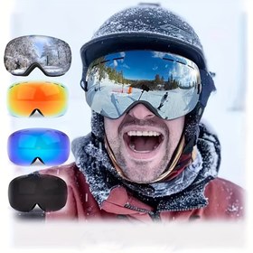 Resim Unisex Çerçevesiz Büyük Küresel Kayak Gözlüğü ile Miyopi Düzeltme - Kar Tahtası, Paten ve Motosiklet için Işığa Uyumlu & Gradyan Lensler - -Parlama, Karışık Renkler, Kış Ekipmanları, Karlı Spor Aksesuarları, İstekli Dayanıklı İsporsal Linzalar 