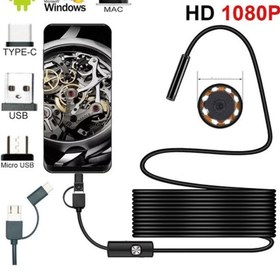 Resim Light up Endoskop 3 İn 1 Yılan Kamera Usb Micro Usb Type c 20 Metre Sert Kablo 