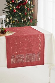 Resim AYSHome Bordo Yaldızlı Kent Yılbaşı Christmas Runner 