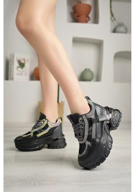Resim Guja 24y457-1 Siyah Gizli Topuk 9cm Taşlı Kadın Sneakers-siyah Siyah 