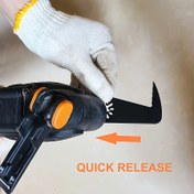 Resim 1 adet Hızlı Çıkarma Titreşimli Çok Amaçlı Testere Bıçağı - Dayanıklı Paslanmaz Çelik, Alçıpan, Metal ve Ahşap için Uygun - Hassas Kesim için Çizgili Kenar Tasarımı - Çoğu Aletle Uyumlu - Ergonomik Kolu | Sağlam Yapı 