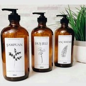 Resim LALEZEN HOME 3lu Amber Çiçekli Şampuan Duş Jeli Ve Saç Kremi Etiketli Plastik Şişe 500 Ml 