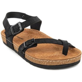 Resim Hush Puppies Bebo Anatomik Taban Deri Kadın Sandalet Siyah 
