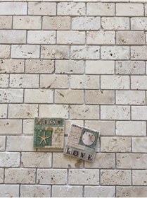 Resim Pietramosaic 5x10 Klasik Traverten Tuğla Desen Eskitme Mozaik Doğaltaş Duvar Kaplama Dekoratif 