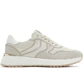 Resim Derimod Kadın Krem Bağcıklı Kalın Tabanlı Deri Sneaker 25SFD372014 