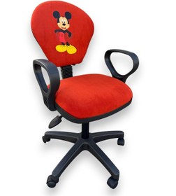 Resim Mickey Mouse Baskılı Turuncu Çocuk Çalışma Sandalyesi Tekerlekli Sandalye, Yükseklik Ayarlı Koltuk Turuncu 