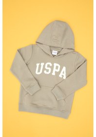 Resim U.S. Polo Assn. Kız Çocuk Açık Haki Payet İşlemeli Kapüşonlu Basic Sweatshirt 50314312-VR183 