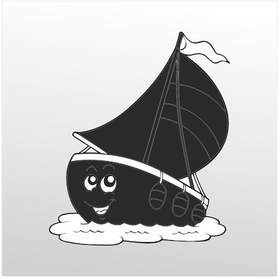 Resim Folyo Sticker Gülen Tekne 200cm Uzunluk Siyah 