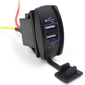 Resim Ef 3.1a Motosiklet Araba Tekne Çift Usb Güç Şarj Portu Soketi, Led Işık İle 