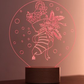 Resim Yılbaşı Çorabı Figürlü Dekoratif Hediye Led Masa Lambası | BYLAMP 