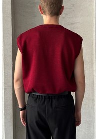 Resim Erkek V Yaka Oversize Süveter Bordo 