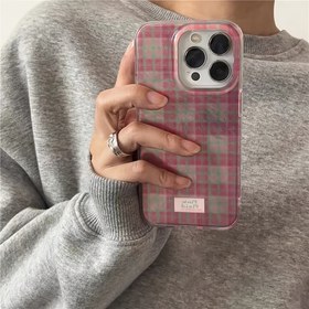 Resim Delikli Girdap Kabuk IND Pembe Ekose Cep Telefonu Kılıfı Apple 11 12 13 14 15 16 Pro Max için Uygundur 
