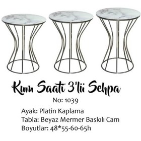 Resim Brc Zigon Kum Saat Model Beyaz Mermer Temper Cam Transmisyon Meta 